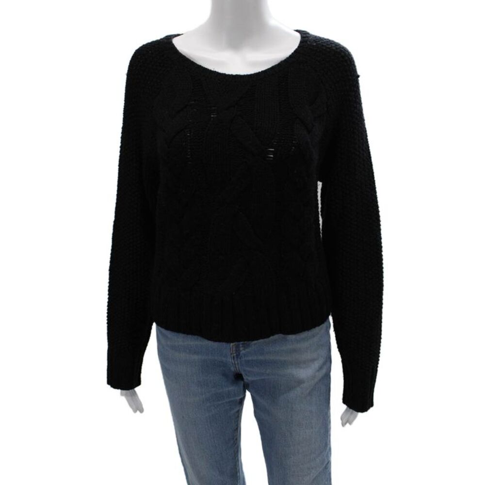 The Fisher Project Unisex Pullover Sweater Black Merino Wool Nylon Size M